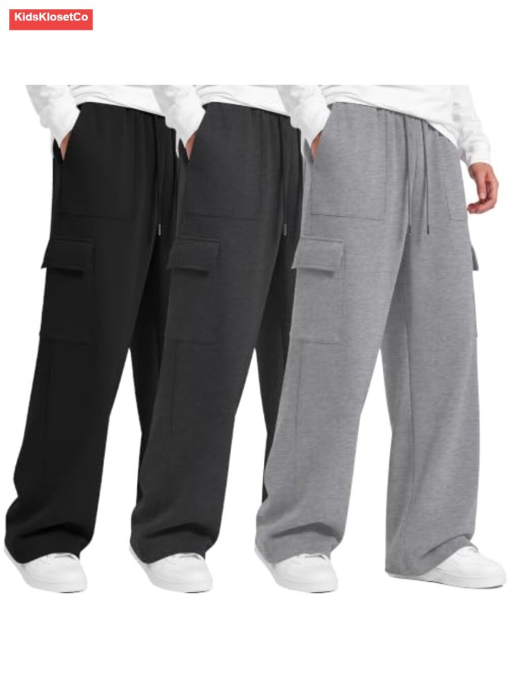 Boys Wide Leg Sweatpants 3-Pack Active Jogger